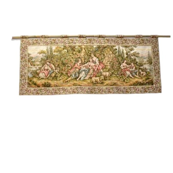 19th century european wall tapestry with motifs of young peasant couples of the time 1