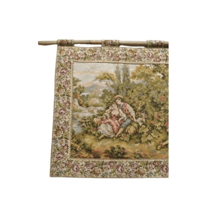 19th century european wall tapestry with motifs of young peasant couples of the time 12