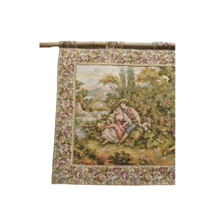 19th century european wall tapestry with motifs of young peasant couples of the time 2