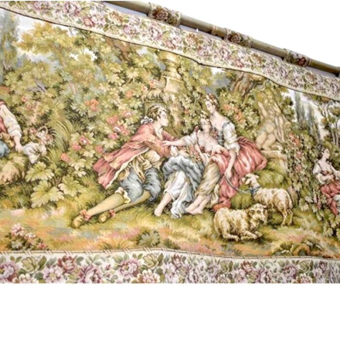 19th century european wall tapestry with motifs of young peasant couples of the time 5