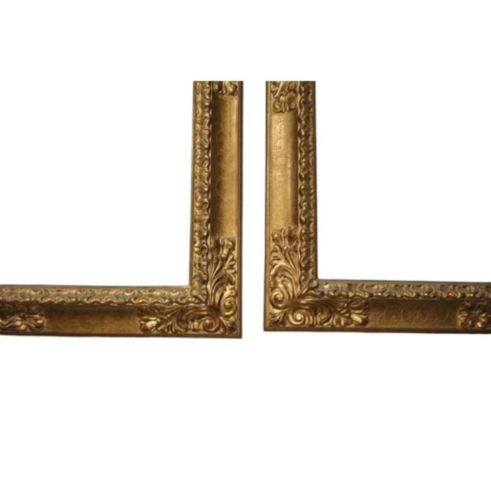 19th century gild gold carved wooden frames set of 2 0051