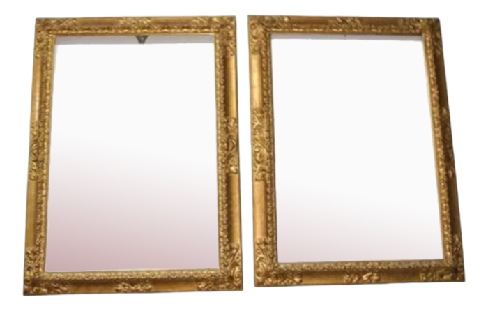 19th century gild gold carved wooden frames set of 2 9849