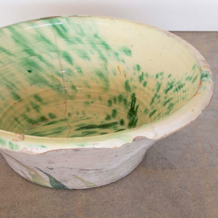 19th century large spanish green and white lebrillo bowl 6587