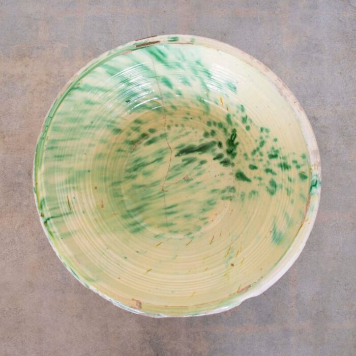 19th century large spanish green and white lebrillo bowl 8294