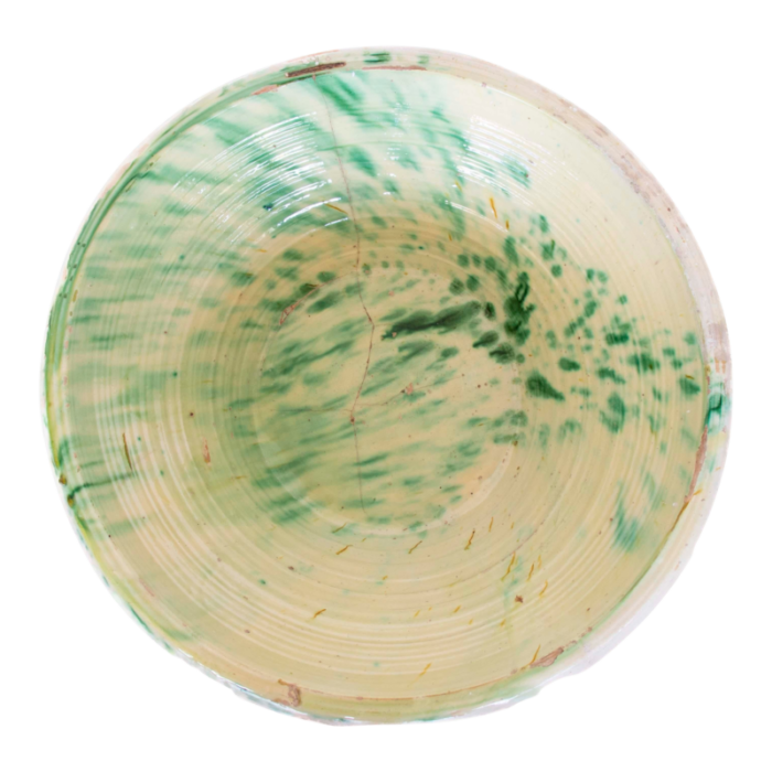 19th century large spanish green and white lebrillo bowl 9802