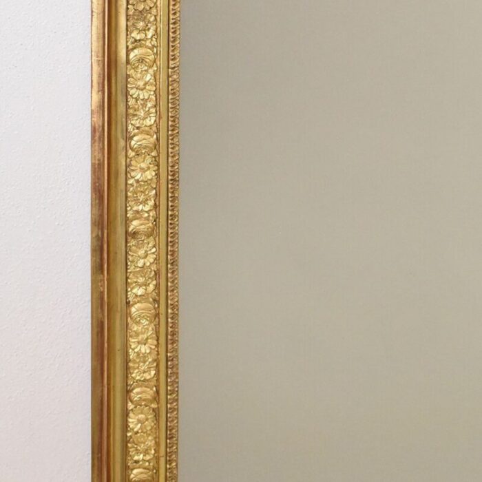 19th century louis philippe rectangular gold leaf wall mirror with flowers 8