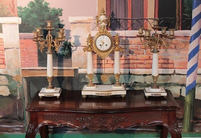 19th century marble and bronze fireplace trim set of 3 1