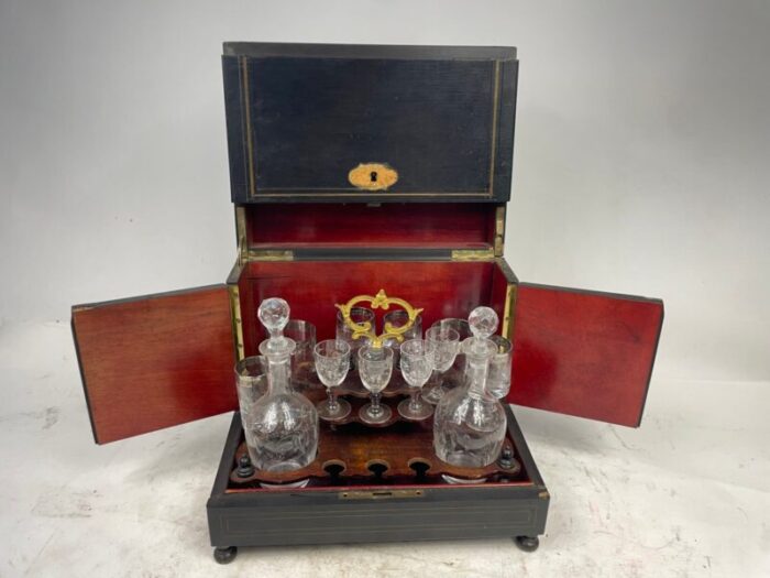 19th century scrigno carriage liqueur holder set 1