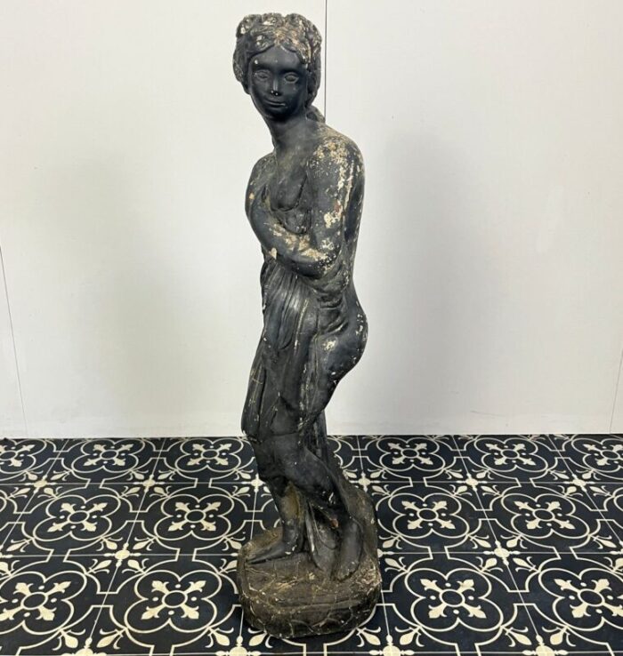 19th century venus italica ebonised garden statue 10