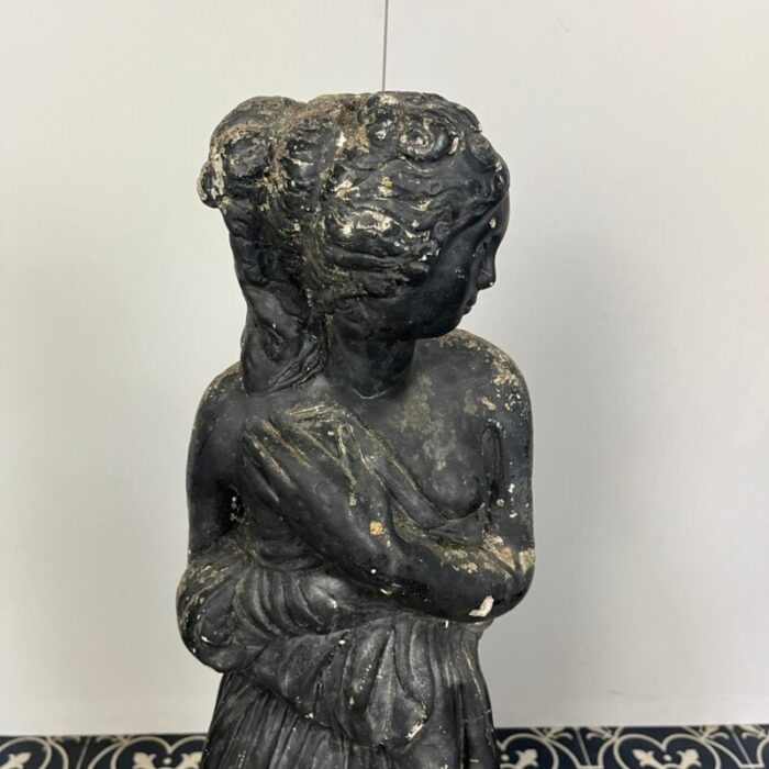 19th century venus italica ebonised garden statue 11