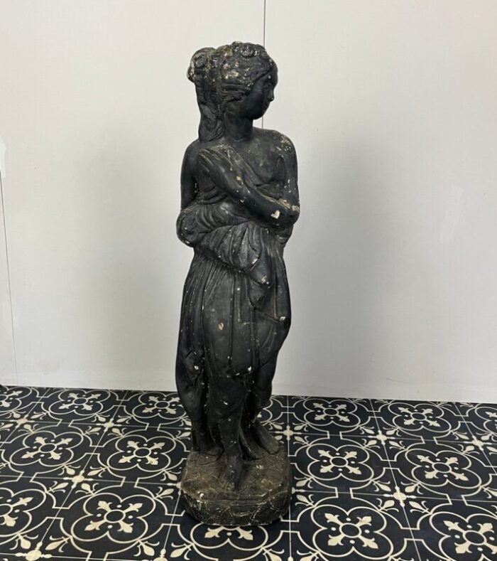 19th century venus italica ebonised garden statue 2