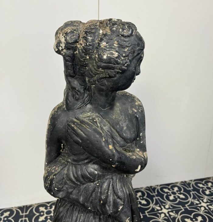 19th century venus italica ebonised garden statue 3