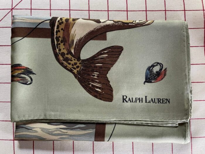 2000s ralph lauren fly fishing theme silk twill scarf 8089