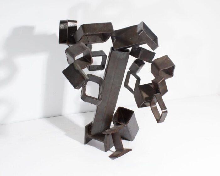 2008 abstract brutalist style metal balance sculpture by daniel horne 3191