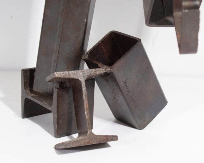 2008 abstract brutalist style metal balance sculpture by daniel horne 8050