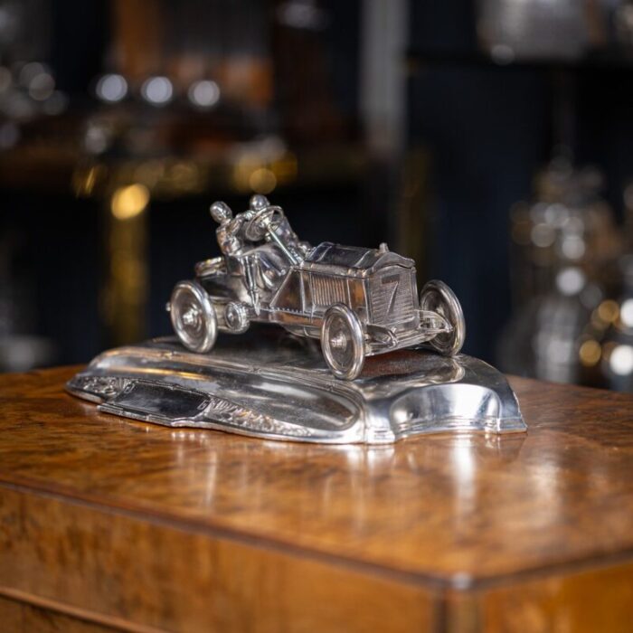 20th century german silver plated novelty racing car inkwell 1930s 1