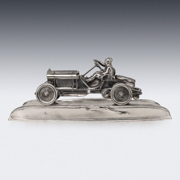 20th century german silver plated novelty racing car inkwell 1930s 22