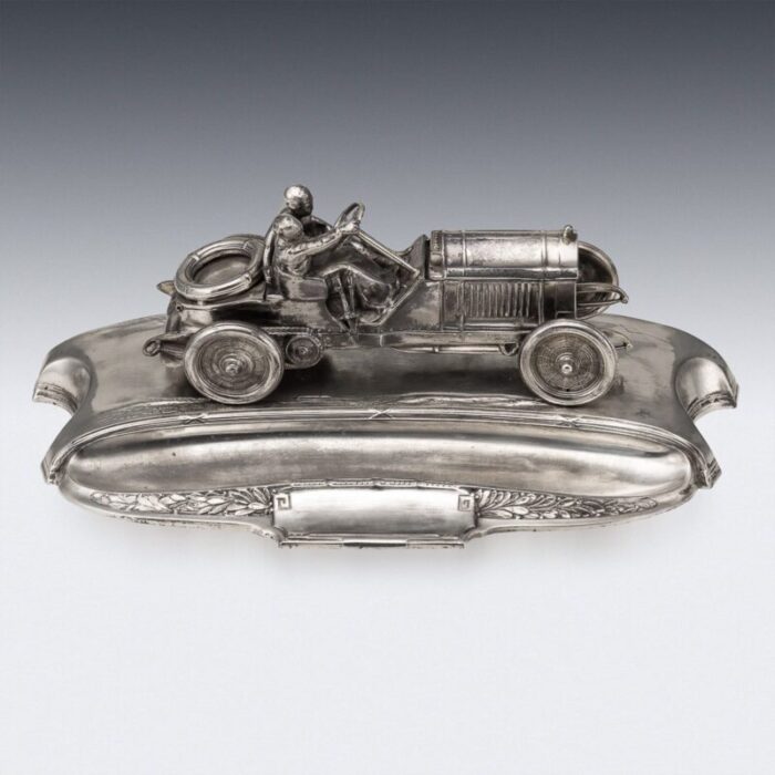 20th century german silver plated novelty racing car inkwell 1930s 25