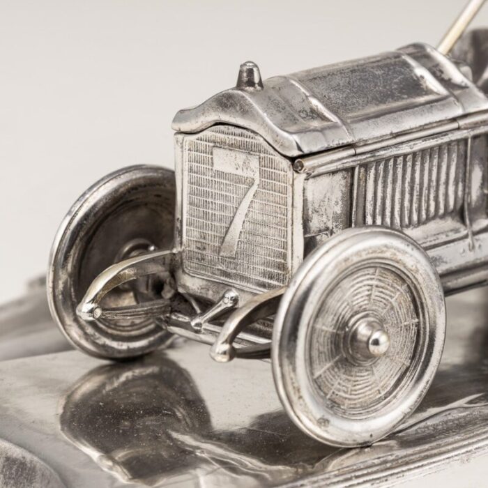 20th century german silver plated novelty racing car inkwell 1930s 6