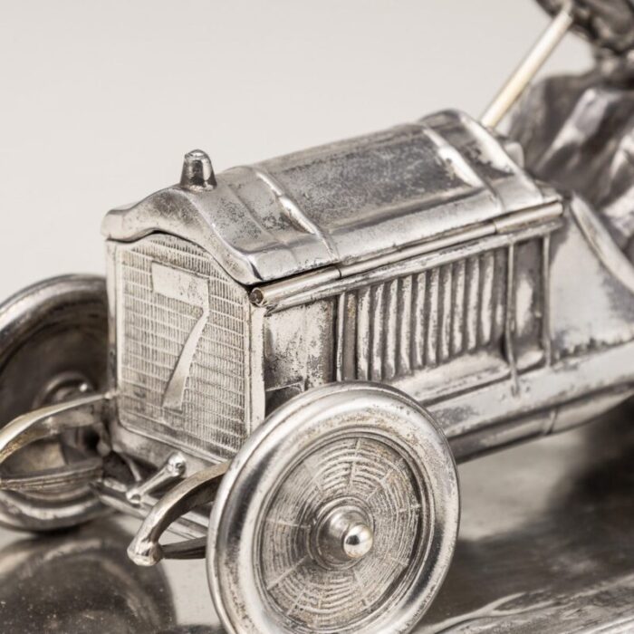 20th century german silver plated novelty racing car inkwell 1930s 7