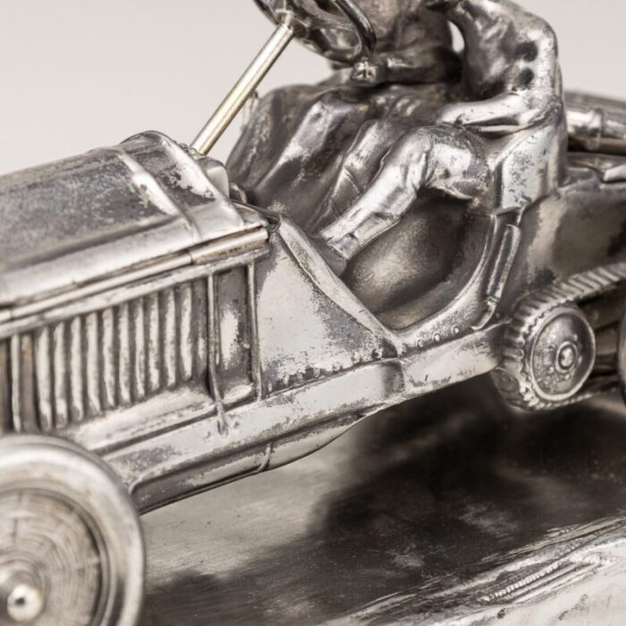 20th century german silver plated novelty racing car inkwell 1930s 8