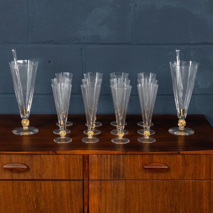 20th century italian carafes 12 glasses by italo varisco venice set of 14 12