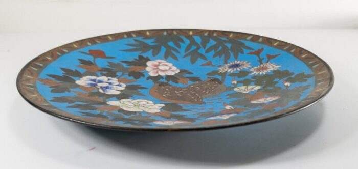 20th century japanese cloisonne enamel charger with grouse 7