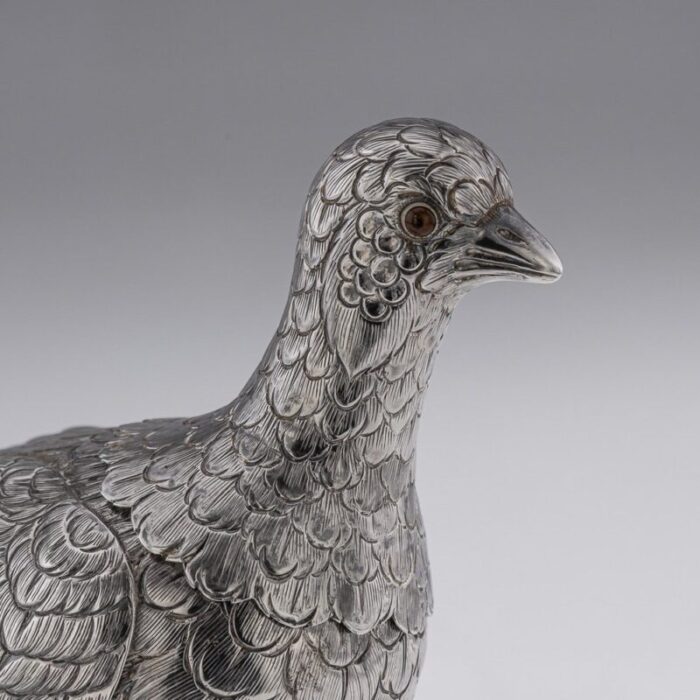 20th century silver pheasant statues 1930s set of 2 31