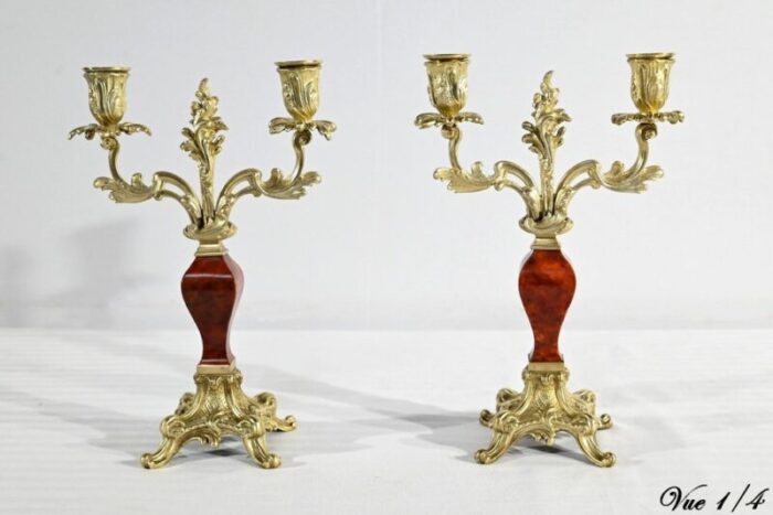 2nd half 19th century bronze and painted wood mantel set from vincenti cie set of 3 22