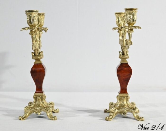 2nd half 19th century bronze and painted wood mantel set from vincenti cie set of 3 29