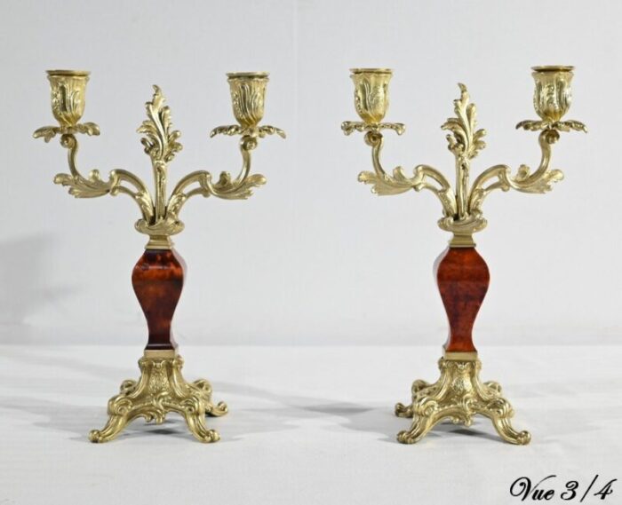 2nd half 19th century bronze and painted wood mantel set from vincenti cie set of 3 30