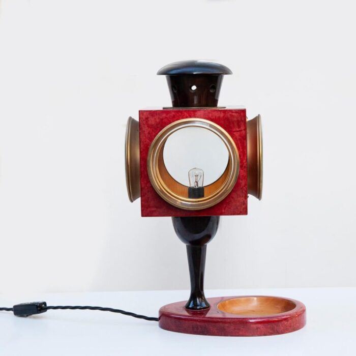 Aldo Tura table lamp lantern red 4 1stdibs master