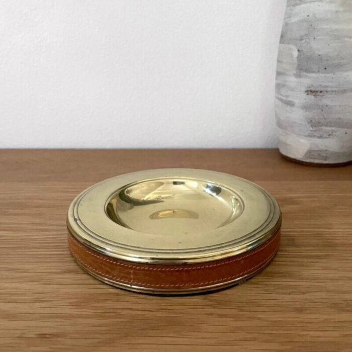 Italian Brass and Leather Ashtray 2 web master