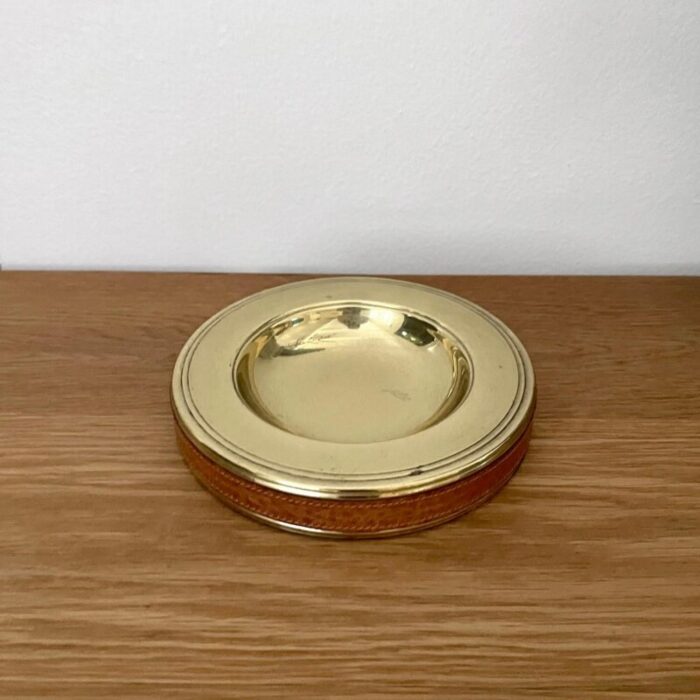 Italian Brass and Leather Ashtray 3 web master