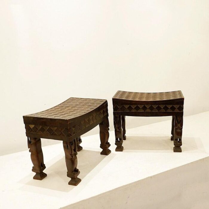 african carved wood stools set of 2 6855