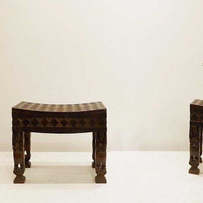 african carved wood stools set of 2 8155