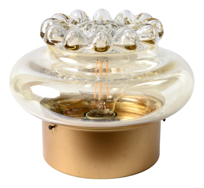 amber glass ceiling lamp from rzb 1970s 9160