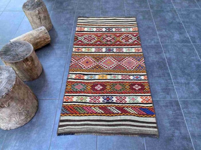 anatolian decorative small kilim rug 1950s 1