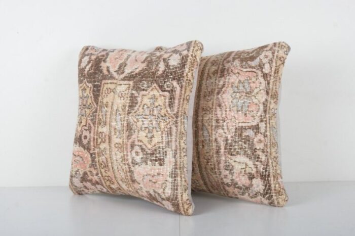 anatolian rug rug cushion in brown and pink wool cushion cover set of 2 2