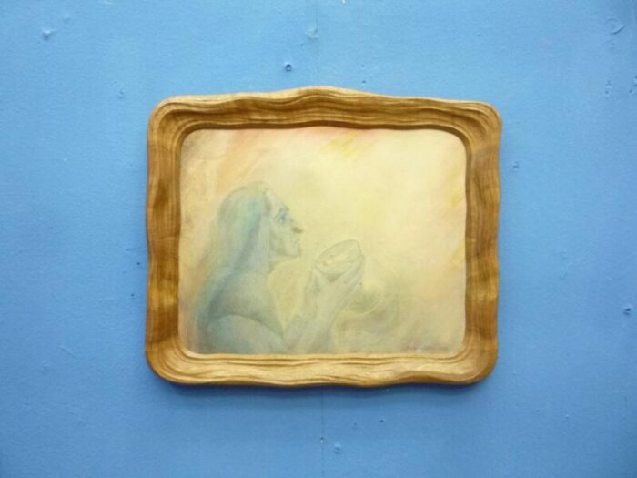 anthroposophical walnut picture frame 1930s 3006