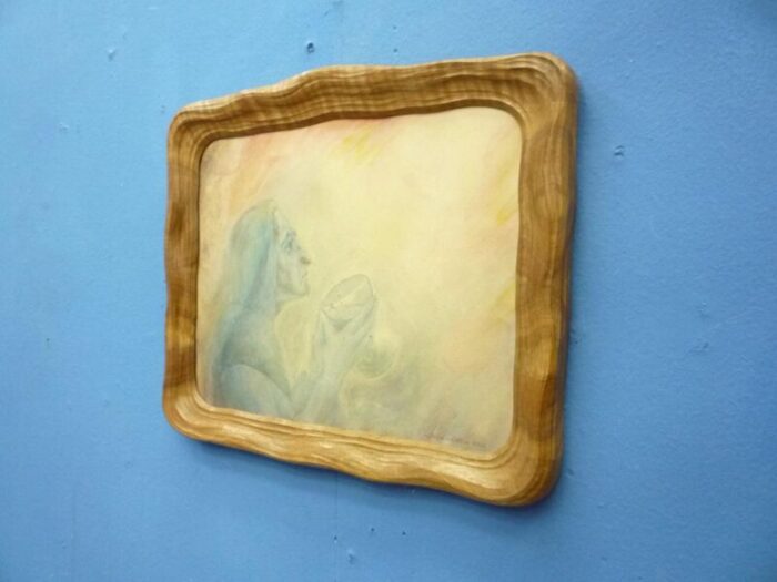 anthroposophical walnut picture frame 1930s 9151