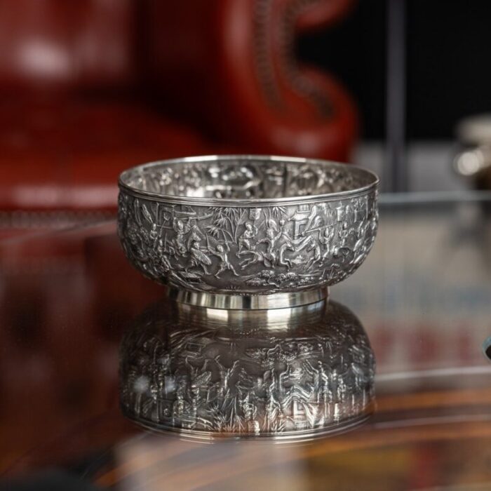 antique 19th century chinese export silver bowl by wang hing 1880s 22