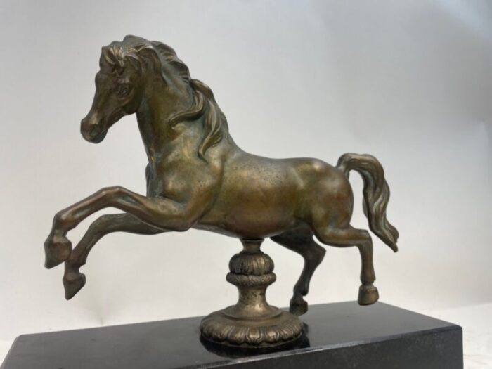 antique bronze horse with marble granite base 1920s 10