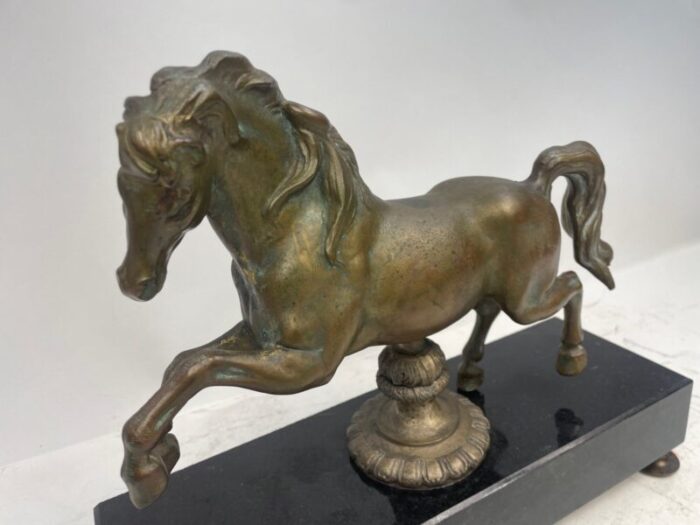 antique bronze horse with marble granite base 1920s 5