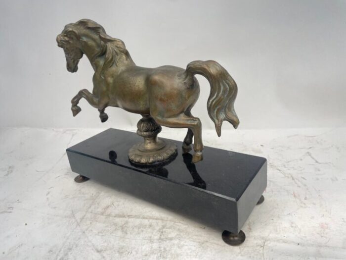 antique bronze horse with marble granite base 1920s 6