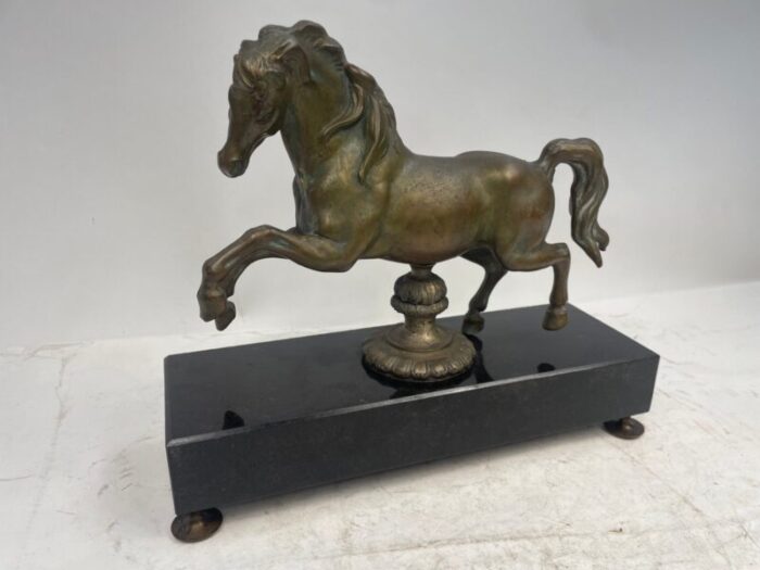 antique bronze horse with marble granite base 1920s 9