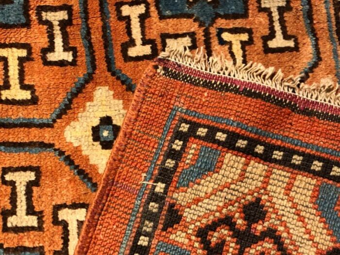 antique chinese brown and blue khotan rug 1870s 16