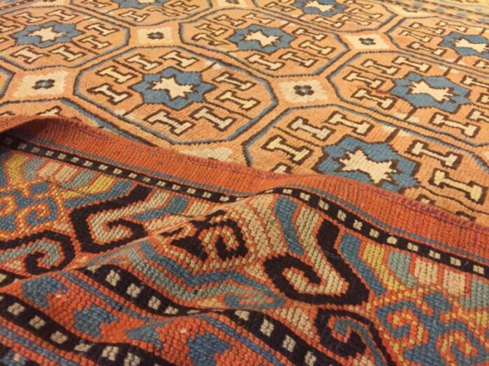 antique chinese brown and blue khotan rug 1870s 6