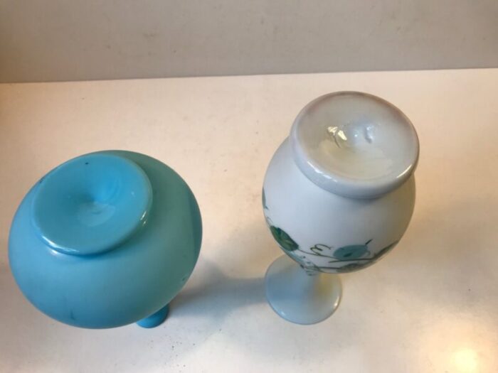 antique danish satin opaline glass vases from fyns glasvaerk 1900s set of 2 7