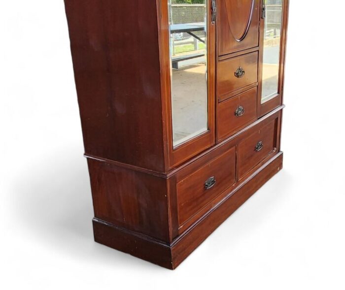 antique edwardian inlaid mahogany bedroom armoire wardrobe compactum c1900 4291